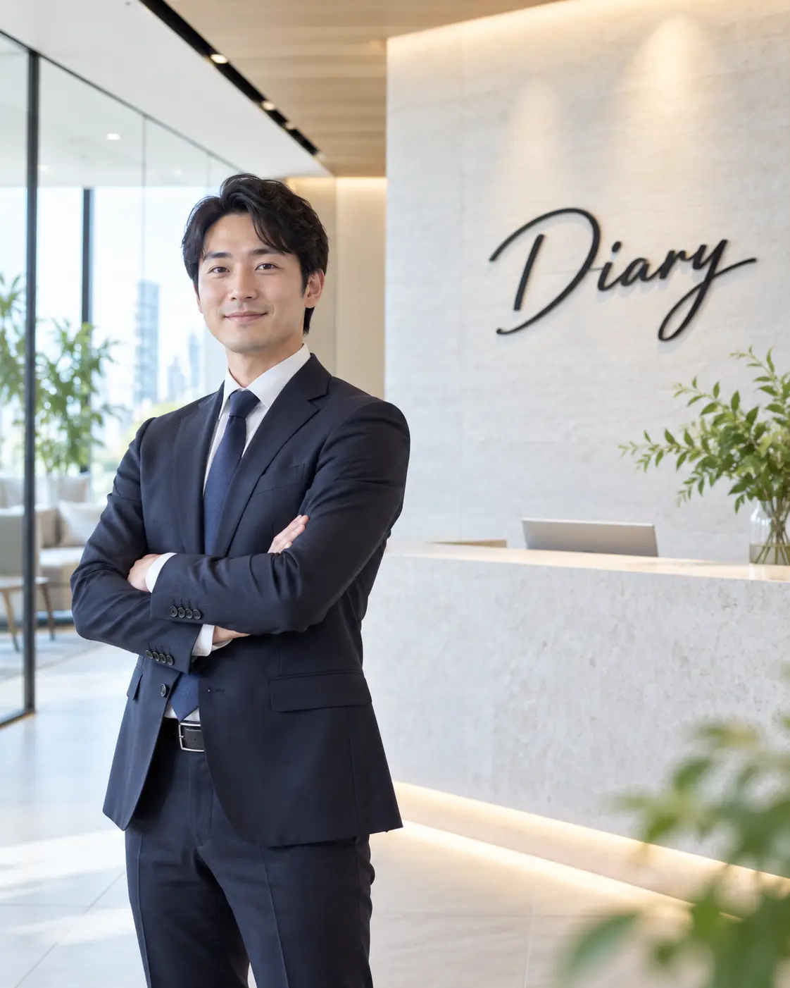 Diaryのロゴがあるオフィスエントランス