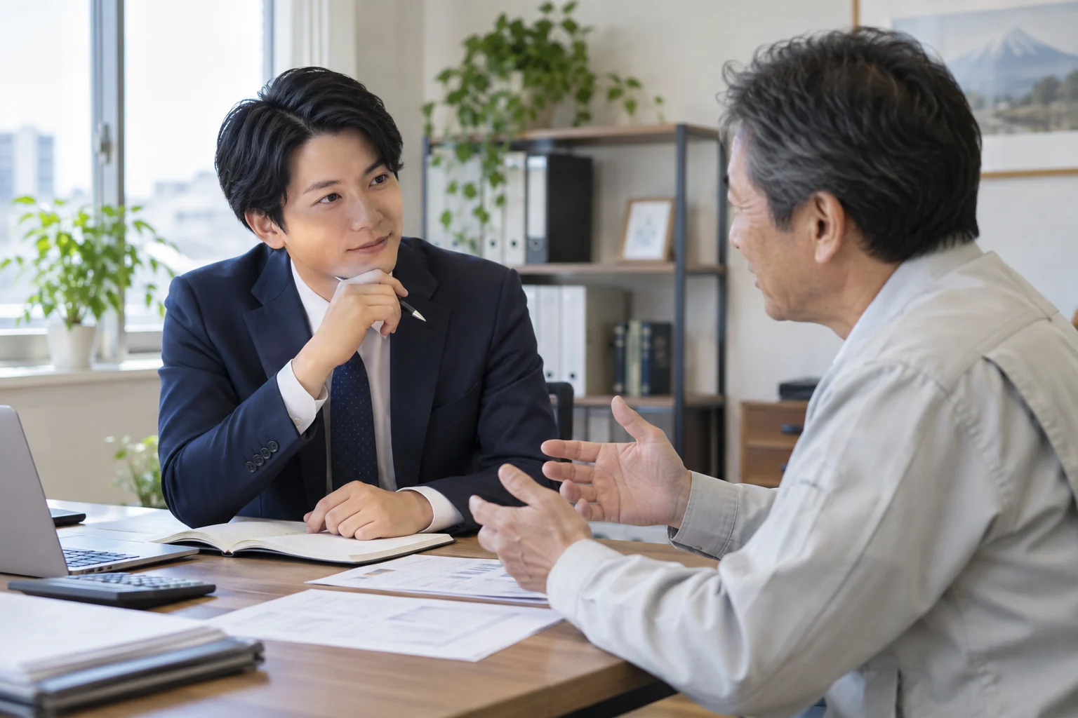 経営者の話を丁寧に聞く会計担当者