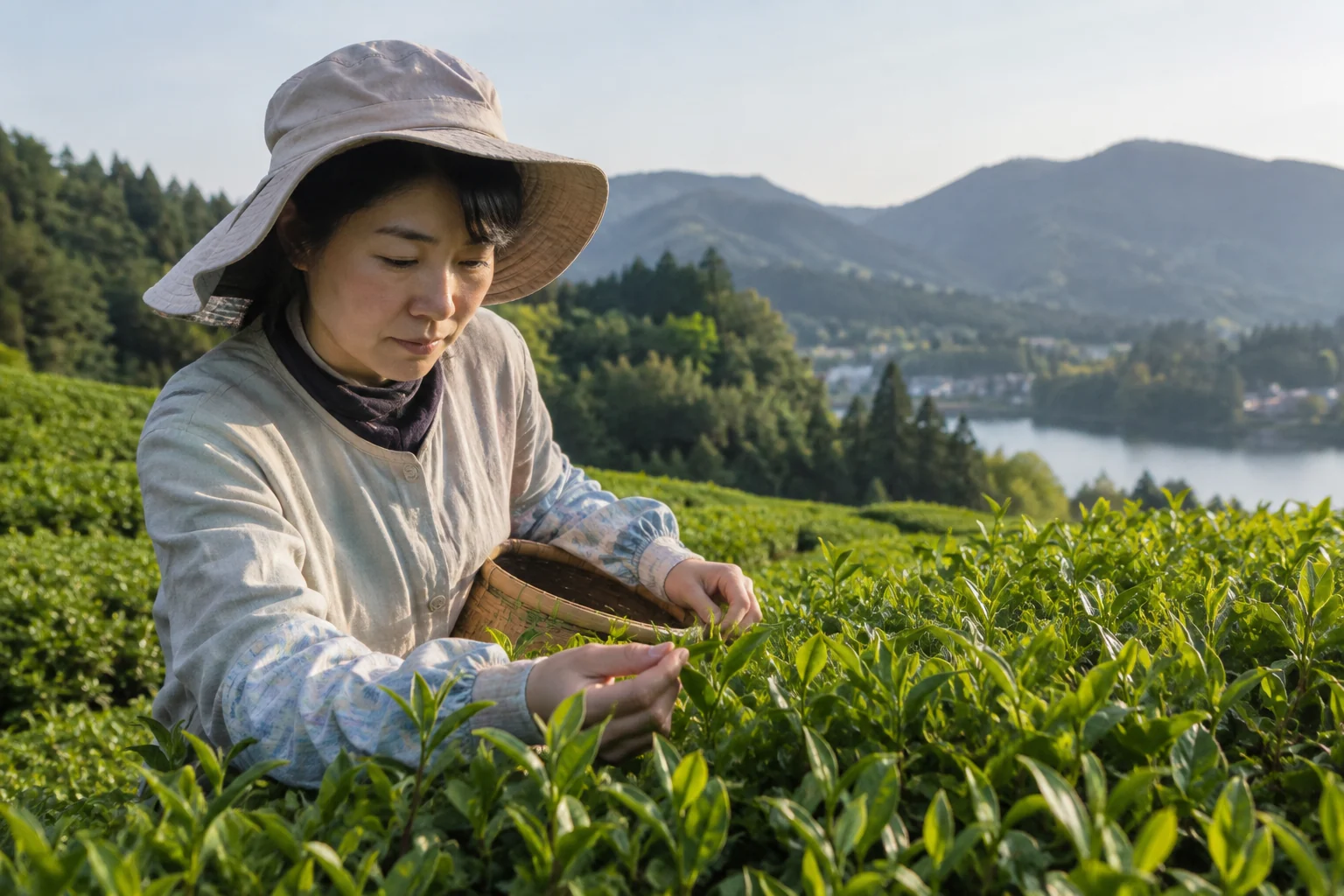 茶葉の状態を確かめるつくり手