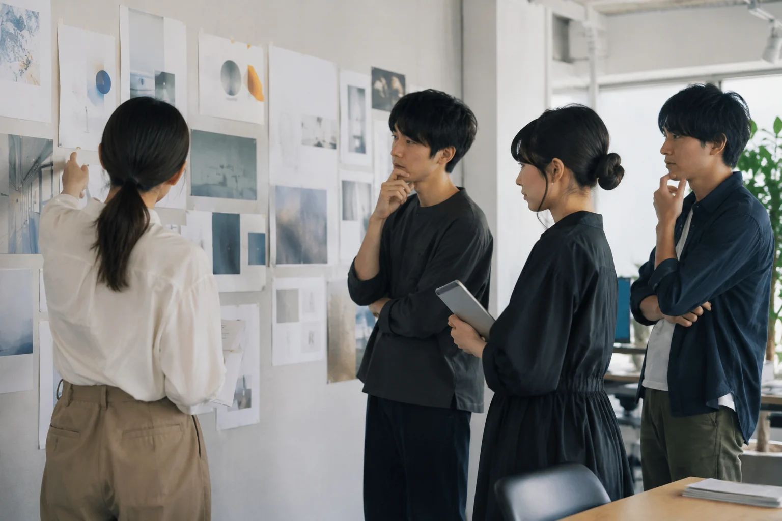 画面案を見ながら相談するチーム